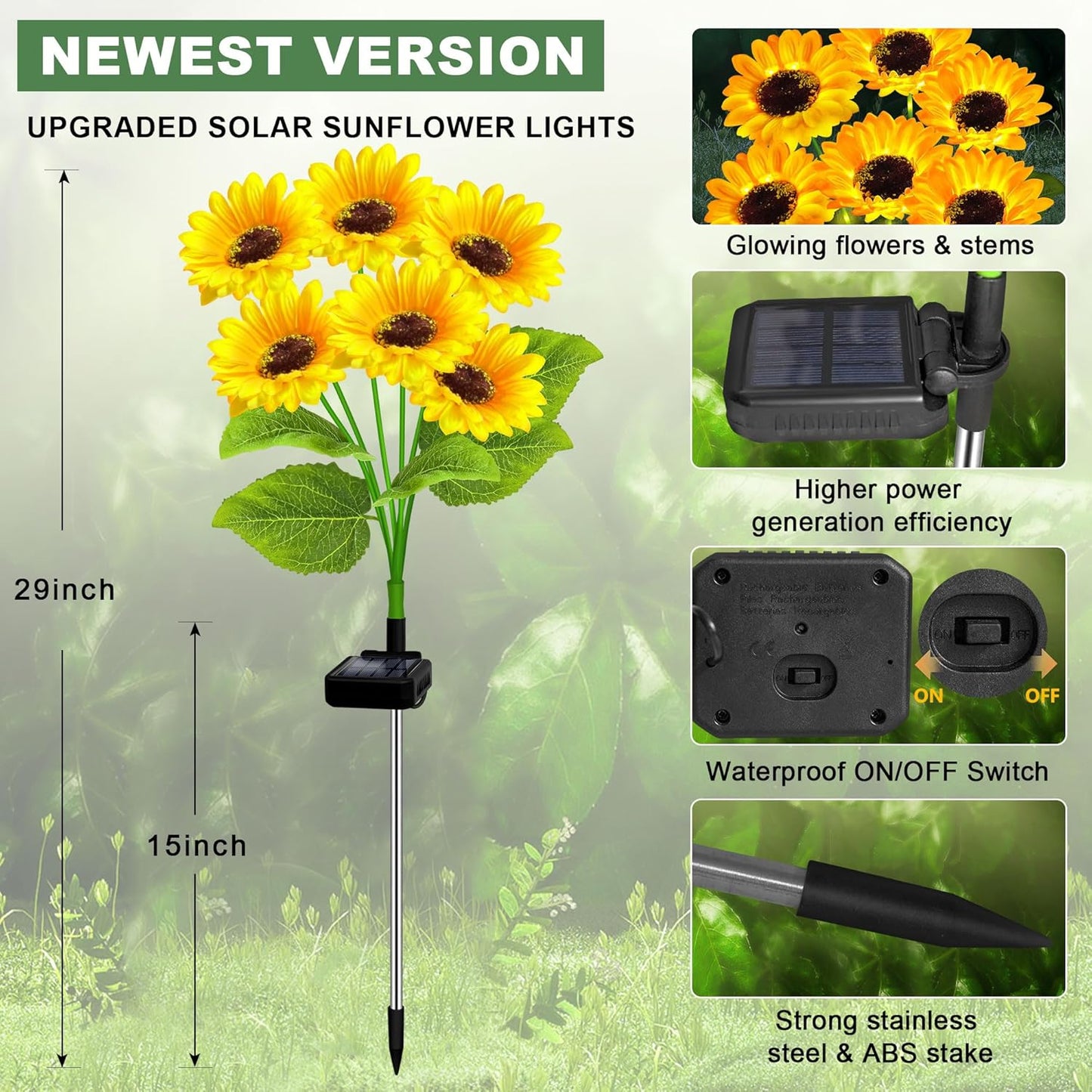 6 Headed Solar-Powered Sunflowers