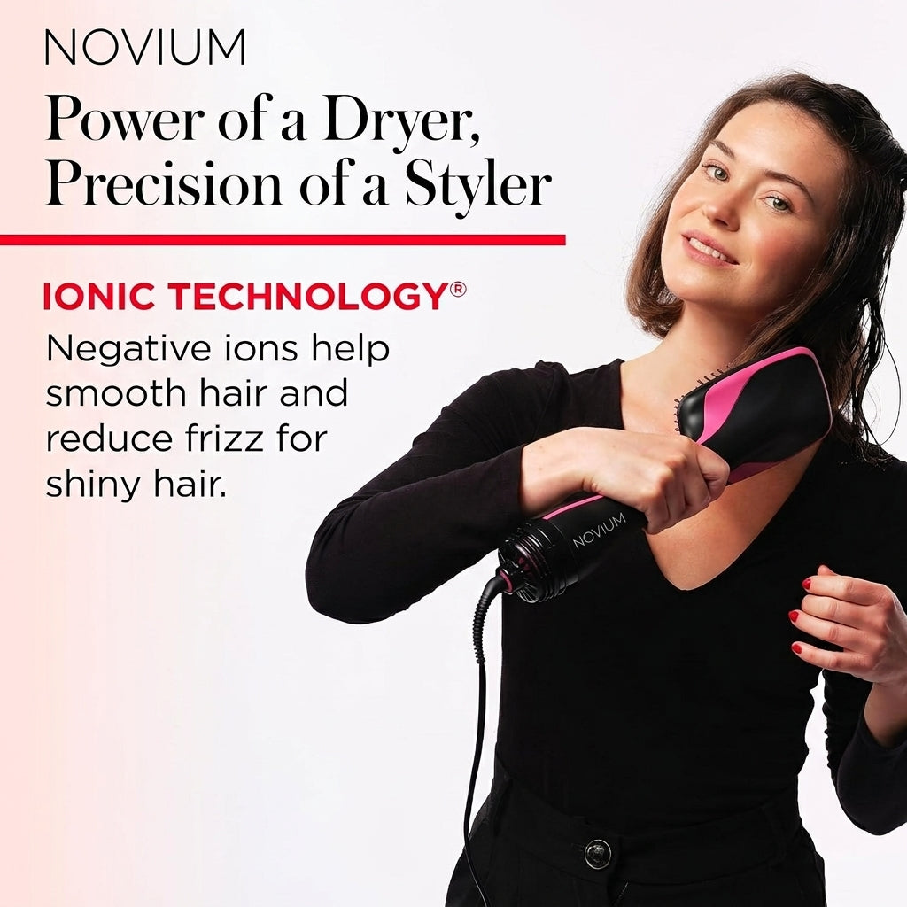 Novium Salon-Quality Hair Brush Straightener, Dryer and Styler